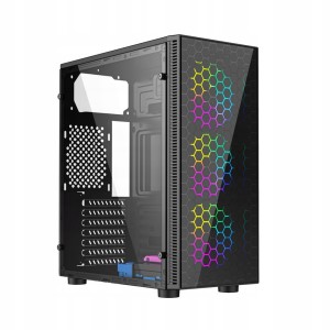 Obudowa Gamingowa Gembird Fornax 500 ARGB czarna | Midi Tower ATX | Szklany Panel Boczny | 3x Wentylator ARGB | Czarna