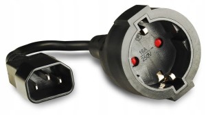 Przejściówka Adapter zasilania C14 SCHUKO (F) kabel 15cm IEC320