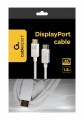 Zbliżenie na kabel DisplayPort Cablexpert CC-DP2-6-W z samoblokującym złączem