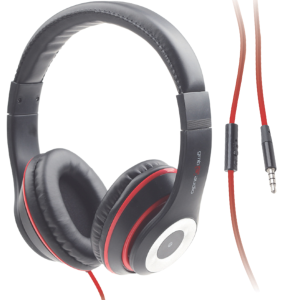 Przewodowe Słuchawki nauszne "Los Angeles" z mikrofonem CZARNE CZERWONE