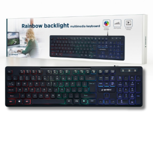 Przewodowa klawiatura US multimedialna z podświetleniem RGB GAMING KEYBOARD