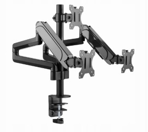 Regulowany uchwyt biurowy na 3 monitory 17–27” , gazowe sprężyny, VESA, do 7 kg