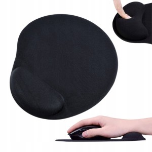 Ergonomiczna podkładka pod mysz na nadgarstek – czarna, antypoślizgowa, komfortowa