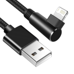 Kabel USB-A Lightning IPhone kątowy w oplocie tekstylnym 0,2M do samochodu