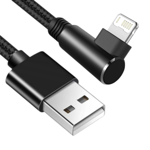 Kabel USB-A Lightning IPhone kątowy w oplocie tekstylnym 0,2M do samochodu
