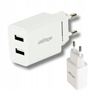 SOLIDNA UNIWERSALNA BIAŁA ŁADOWARKA SIECIOWA 2x USB KOSTKA DO TELEFONU