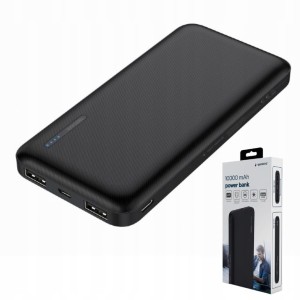 Powerbank 10000 mAh 2x USB Czarny – szybkie ładowanie, przenośna ładowarka