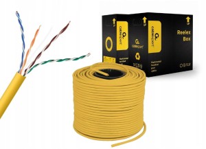 KABEL SIECIOWY LAN UTP KAT.5E SKRĘTKA INTERNETOWA CCA 305M RJ45 ŻÓŁTY