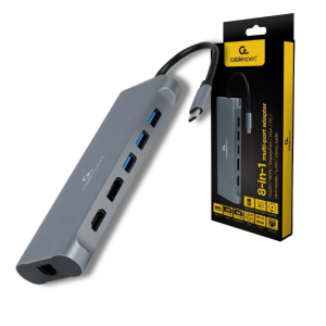 STACJA PORTÓW ROZGAŁĘŹNIK 8w1 HUB USB-C PD HDMI VGA DP LAN USB 3.1 4K