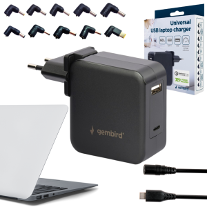 Zasilacz uniwersalny do laptopa 60W USB-C USB Ładowarka PD + kabel 1,8m