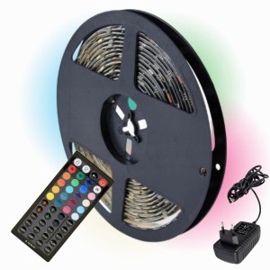 TAŚMA LED RGB WODOODPORNA 5M RGB KOLOROWA + PILOT