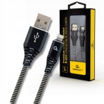 Kabel USB 2.0 do Lightning 8-pin 1m – bawełniany oplot, szybkie ładowanie 2.1A, transfer 480 Mbps, czarny
