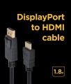 Przewód DisplayPort HDMI 1.8m do monitora i telewizora