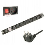 Listwa zasilająca Rack PDU 1U 8 gniazd Schuko 16A kabel 3m aluminiowa do szafy serwerowej