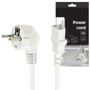 Kabel zasilający do komputera monitora IEC320 C13 Schuko 1,8m BIAŁY certyfikat VDE