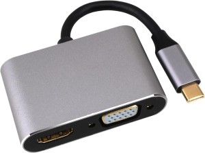 Adapter 2w1 Przejściówka USB typu C na HDMI 4K 30Hz + VGA 1080p 60 Hz