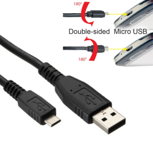 Kabel USB-A do Micro USB dwustronny 1.8 m – podwójna końcówka Micro USB, USB-A, czarny, 480 Mbps