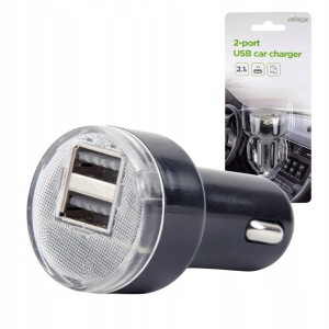 Ładowarka samochodowa do zapalniczki – 2 porty USB 2.1A, 12–24V,