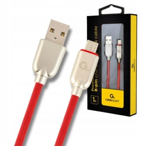 Kabel USB-A do USB micro 1m – gumowy, czerwony, ładowanie i dane, USB 2.0, 2.1A