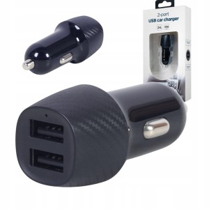 ŁADOWARKA SAMOCHODOWA DO GNIAZDKA ZAPALNICZKI 2x USB 4.8A CZARNA