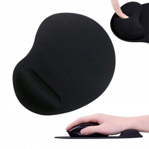 Ergonomiczna podkładka pod mysz z podparciem nadgarstka – czarna, do pracy przy komputerze