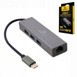 ADAPTER SIECIOWY HUB KARTA SIECIOWA LAN RJ45 1000 Mbps  USB-C 3x USB 3.0