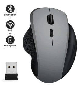 ERGONOMICZNA BEZPRZEWODOWA MYSZKA DO KOMPUTERA LAPTOPA 1600DPI SREBRNA