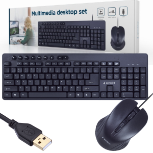 ZESTAW BIUROWY PRZEWODOWY klawiatura US + mysz 1600 DPI USB czanry
