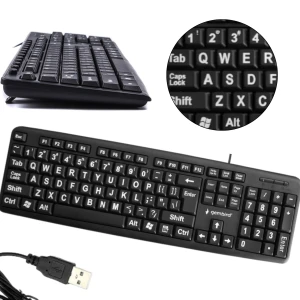 Gembird klawiatura USB KB-US-103 pełnowymiarowa 104 klawisze z dużymi literami czarna