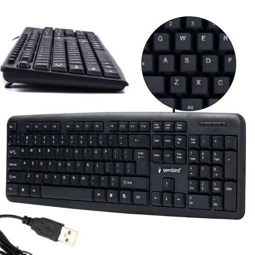 Klawiatura USB Gembird KB-U-103 czarna pełnowymiarowa 104 klawisze