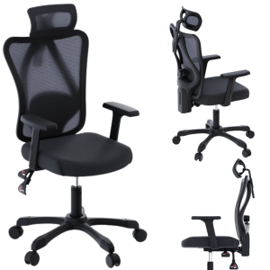 FOTEL BIUROWY ERGONOMICZNY GEMBIRD ONYX CZARNY KRZESŁO BIUROWE OBROTOWE