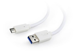  Kabel USB 3.0 AM do USB-C 1m biały – szybki transfer 600MB/s, ładowanie 3A 36W, pozłacane styki 