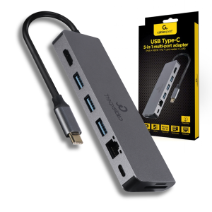 ROZGAŁĘŹNIK 5w1 HUB  STACJA PORTÓW USB C 100W USB 3.1 HDMI 4K SD LAN 1000 Mb/s