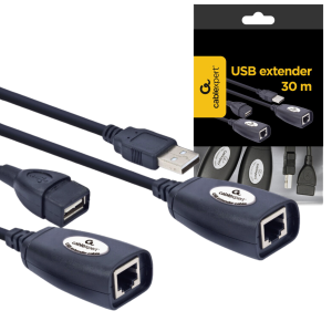 Przedłużacz aktywny USB 2.0 po skrętce LAN CAT5 5e 6 do 30M Cablexpert
