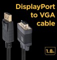 Kabel DisplayPort–VGA Cablexpert podłączony do komputera i monitora z wejściem VGA
