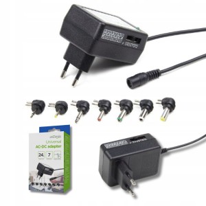 UNIWERSALNY ZASILACZ AC DC REGULOWANY 24W WIELOZAKRESOWY 7 KOŃCÓWEK