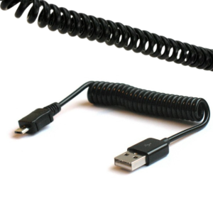 Kabel USB-A do  microUSB 0.6 m –  USB 5-pin, czarny, spiralny