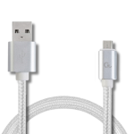 Kabel USB-A do microUSB 1.8m –  2.1A szary w oplocie