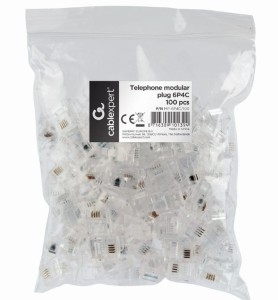 WTYK TELEFONICZNY RJ11 MODULARNY 100SZT. 6P4C 15u" GEMBIRD