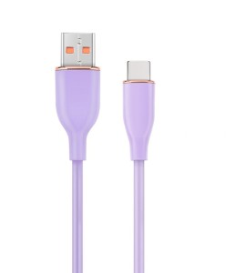 Kabel USB-A do USB-C 1.5m silikonowy fioletowy - 2.1A, transmisja danych 480Mb/s