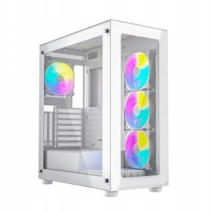 Obudowa Gamingowa Gembird Fornax X450MAX | Midi Tower ATX | 4x Wentylatory ARGB | Hartowane Szkło | USB-C | Biała