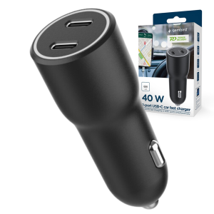 Ładowarka samochodowa USB-C 40W, Power Delivery, 2x USB (2x USB-C), szybkie ładowanie, czarna