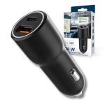 Ładowarka samochodowa 38W, Power Delivery, 2x USB (USB-C + USB-A), szybkie ładowanie, czarna