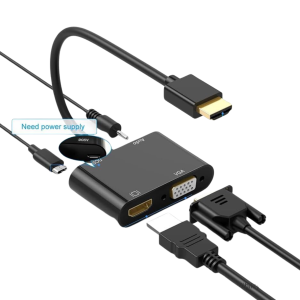 Adapter HDMI do HDMI + VGA z AUDIO +  ZASILANIE PRZEJŚCIÓWKA ROZDZIELACZ