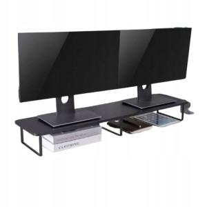 Czarna podstawka pod dwa monitory – półka 100 cm na biurko | MS-TABLE2-01