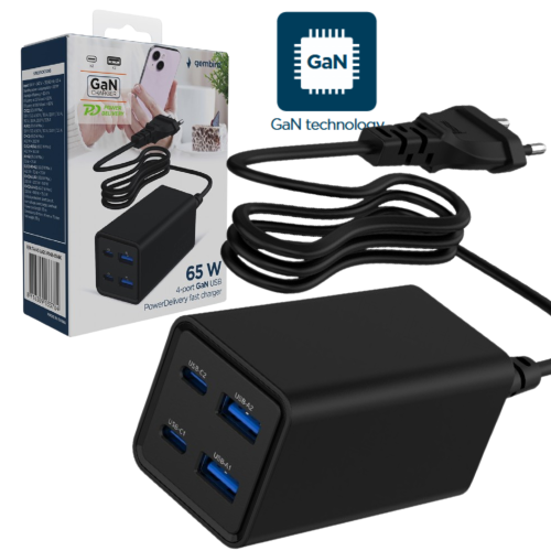 Ładowarka sieciowa 65W 2xUSB 2xUSB-C  Power Delivery 2x USB-C 2x USB-A  PD QC 3.0 GaN
