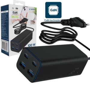 Ładowarka GaN 100W 4x USB ( 2x USB-C + 2x USB-A )  Power Delivery & QC 3.0 