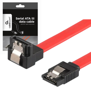 Płaski kabel SATA III DATA 6Gb/s 30cm ATA metalowy zatrzask kątowy wtyk 0.3m