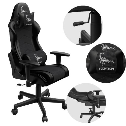 Ergonomiczny FOTEL gamingowy czarny  ekoskóra  GC-SCORPION-06X