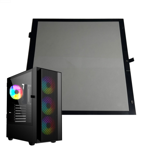 Lewy panel boczny do obudowy Fornax 4000W czarny szkło hartowane